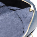 SAINT LAURENT Mini Boston Bag Leather 2way Navy Gold Auth bs30084-21