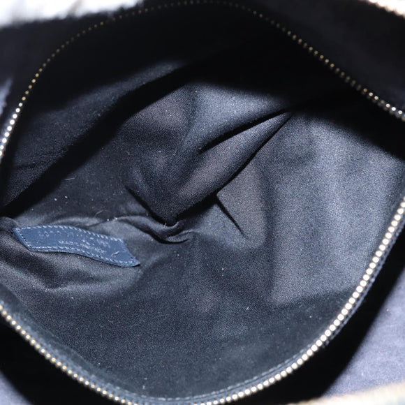 SAINT LAURENT Mini Boston Bag Leather 2way Navy Gold Auth bs30084