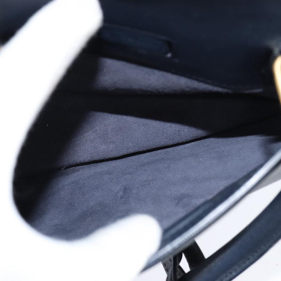 SAINT LAURENT Mini Boston Bag Leather 2way Navy Gold Auth bs30084