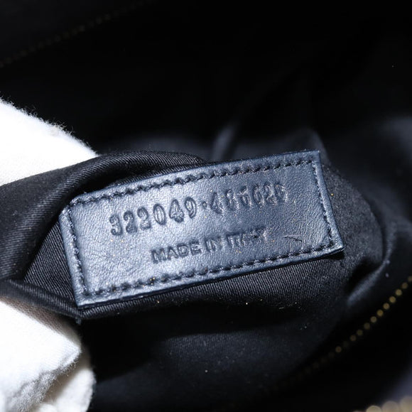 SAINT LAURENT Mini Boston Bag Leather 2way Navy Gold Auth bs30084