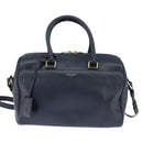 SAINT LAURENT Mini Boston Bag Leather 2way Navy Gold Auth bs30084-13