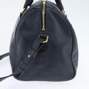 SAINT LAURENT Mini Boston Bag Leather 2way Navy Gold Auth bs30084-3