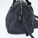 SAINT LAURENT Mini Boston Bag Leather 2way Navy Gold Auth bs30084-4