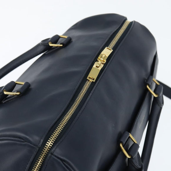 SAINT LAURENT Mini Boston Bag Leather 2way Navy Gold Auth bs30084