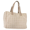 CHANEL New Travel Line Tote Bag Nylon Beige Gold CC Auth bs30087-1