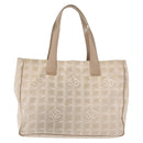 CHANEL New Travel Line Tote Bag Nylon Beige Gold CC Auth bs30087-2