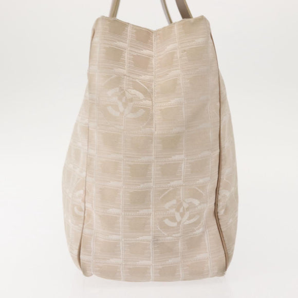 CHANEL New Travel Line Tote Bag Nylon Beige Gold CC Auth bs30087