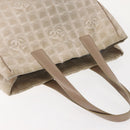 CHANEL New Travel Line Tote Bag Nylon Beige Gold CC Auth bs30087-7
