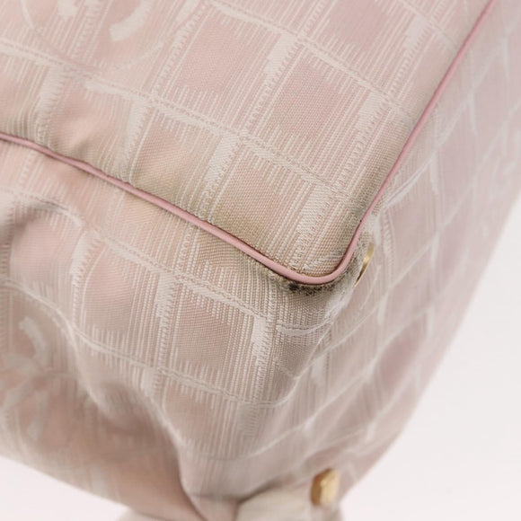 CHANEL New Travel Line Tote Bag Nylon Pink CC Auth bs30088