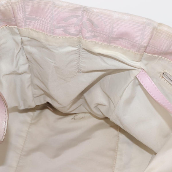 CHANEL New Travel Line Tote Bag Nylon Pink CC Auth bs30088