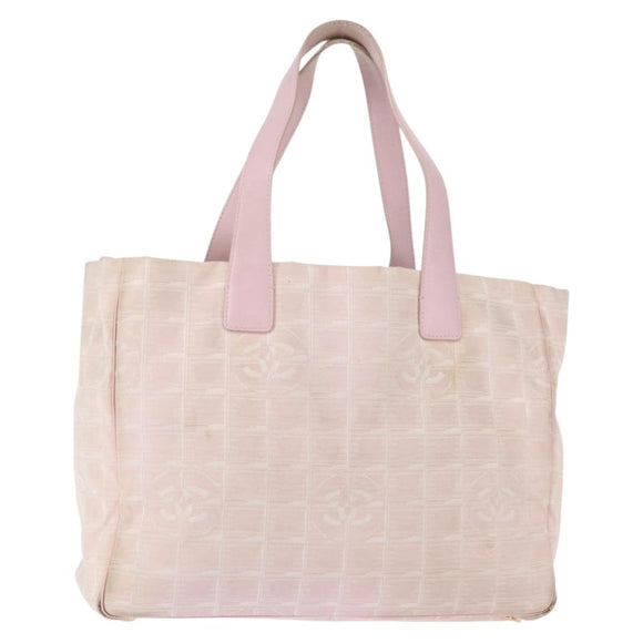 CHANEL New Travel Line Tote Bag Nylon Pink CC Auth bs30088