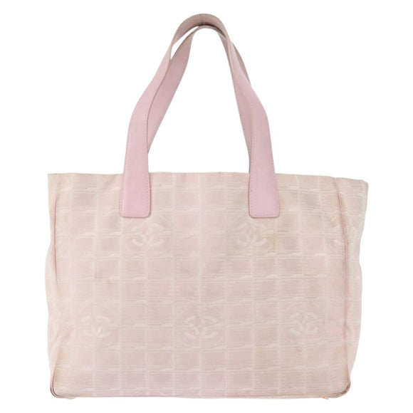 CHANEL New Travel Line Tote Bag Nylon Pink CC Auth bs30088