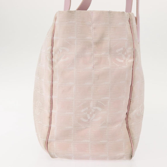 CHANEL New Travel Line Tote Bag Nylon Pink CC Auth bs30088