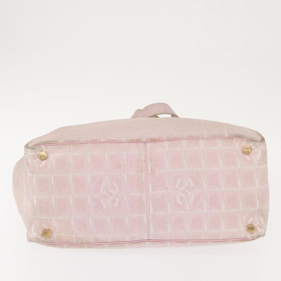 CHANEL New Travel Line Tote Bag Nylon Pink CC Auth bs30088