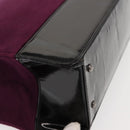 CHANEL Tote Bag Cotton Purple Black CC Auth bs30089-8