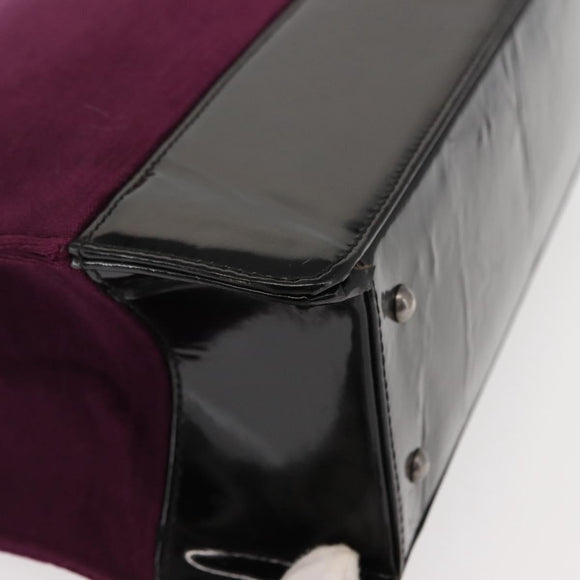 CHANEL Tote Bag Cotton Purple Black CC Auth bs30089