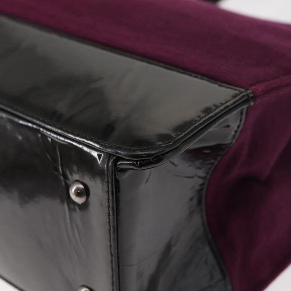 CHANEL Tote Bag Cotton Purple Black CC Auth bs30089