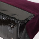 CHANEL Tote Bag Cotton Purple Black CC Auth bs30089-17