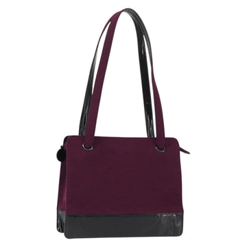 CHANEL Tote Bag Cotton Purple Black CC Auth bs30089