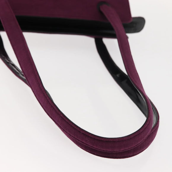 CHANEL Tote Bag Cotton Purple Black CC Auth bs30089