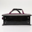 CHANEL Tote Bag Cotton Purple Black CC Auth bs30089-5