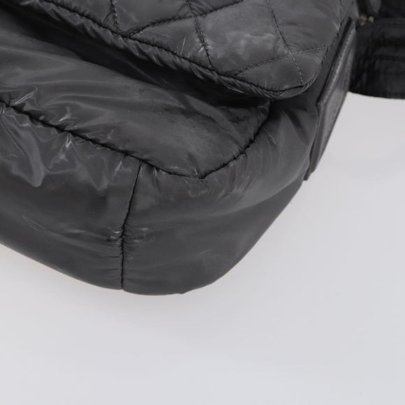 CHANEL Cococoon Shoulder Bag Nylon Gray Silver CC Auth bs30090