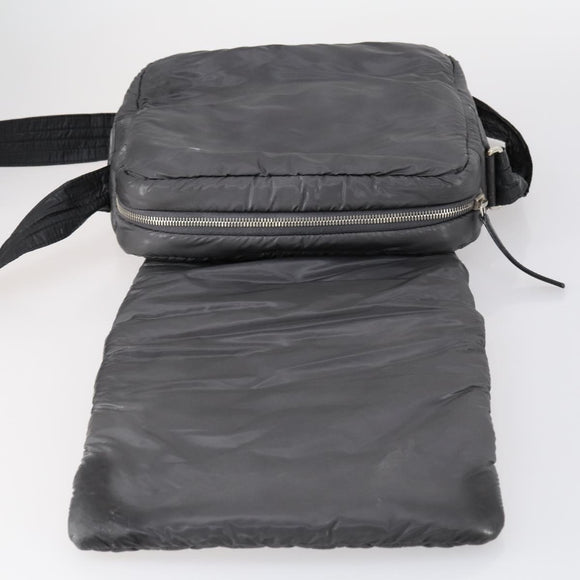 CHANEL Cococoon Shoulder Bag Nylon Gray Silver CC Auth bs30090