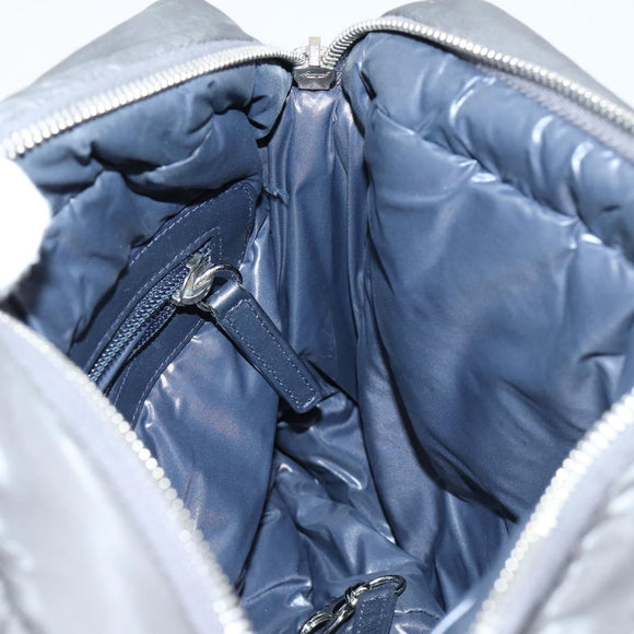 CHANEL Cococoon Shoulder Bag Nylon Gray Silver CC Auth bs30090