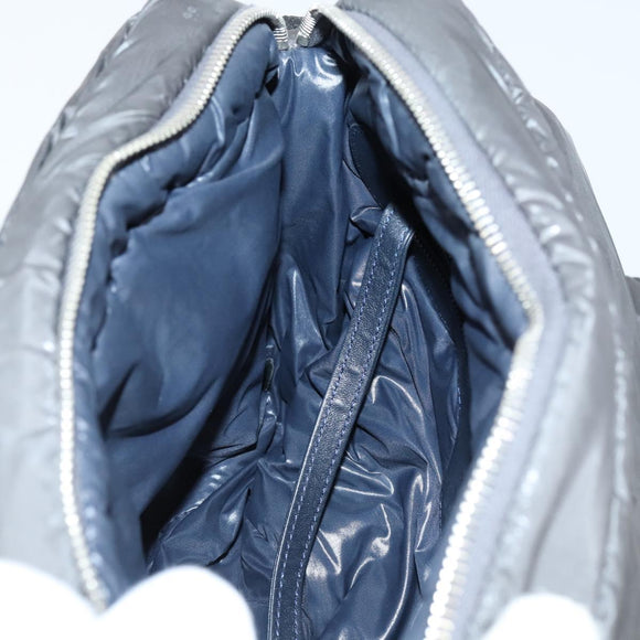 CHANEL Cococoon Shoulder Bag Nylon Gray Silver CC Auth bs30090