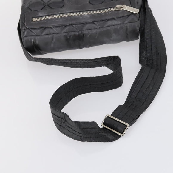 CHANEL Cococoon Shoulder Bag Nylon Gray Silver CC Auth bs30090