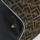 FENDI Zucca Canvas Boston Bag Black Brown Auth bs30091-8