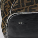 FENDI Zucca Canvas Boston Bag Black Brown Auth bs30091-15