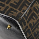 FENDI Zucca Canvas Boston Bag Black Brown Auth bs30091-16