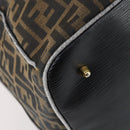 FENDI Zucca Canvas Boston Bag Black Brown Auth bs30091-17