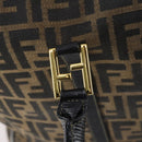 FENDI Zucca Canvas Boston Bag Black Brown Auth bs30091-10