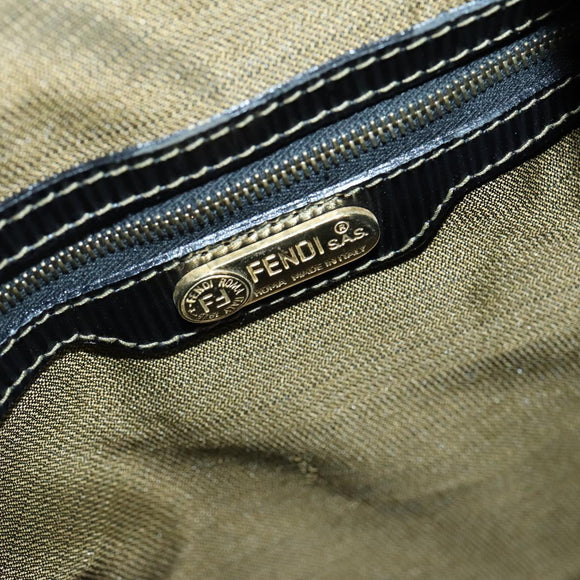 FENDI Zucca Canvas Boston Bag Black Brown Auth bs30091