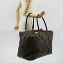 FENDI Zucca Canvas Boston Bag Black Brown Auth bs30091-26