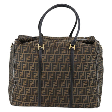 FENDI Zucca Canvas Boston Bag Black Brown Auth bs30091 - 0