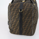 FENDI Zucca Canvas Boston Bag Black Brown Auth bs30091-3
