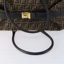 FENDI Zucca Canvas Boston Bag Black Brown Auth bs30091-7