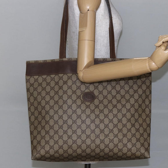 GUCCI GG Supreme Tote Bag PVC Beige 156 02 109 Auth bs30092