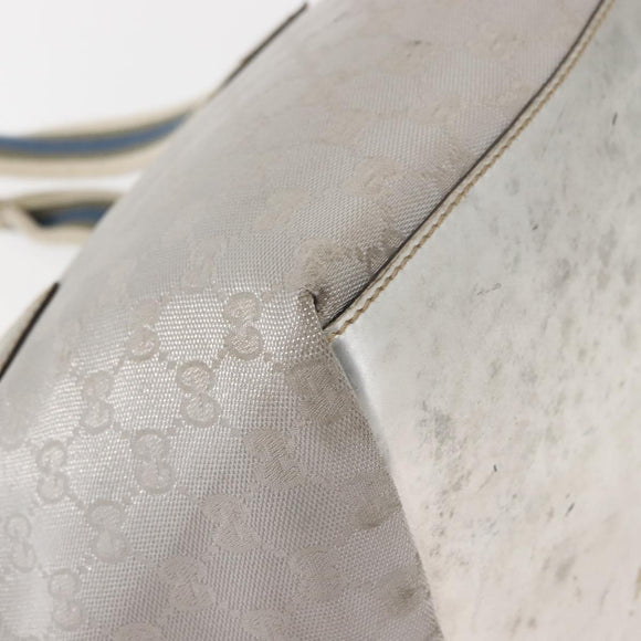 GUCCI GG Canvas Sherry Line Tote Bag Silver 131228 Auth bs30093