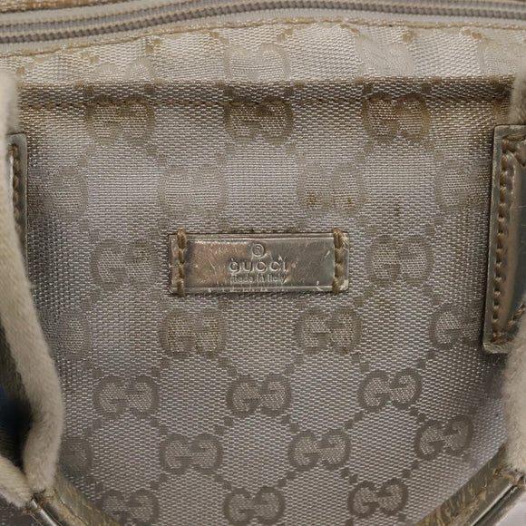 GUCCI GG Canvas Sherry Line Tote Bag Silver 131228 Auth bs30093