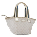 GUCCI GG Canvas Sherry Line Tote Bag Silver 131228 Auth bs30093-1