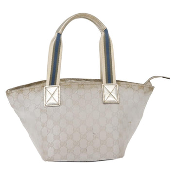 GUCCI GG Canvas Sherry Line Tote Bag Silver 131228 Auth bs30093 - 0