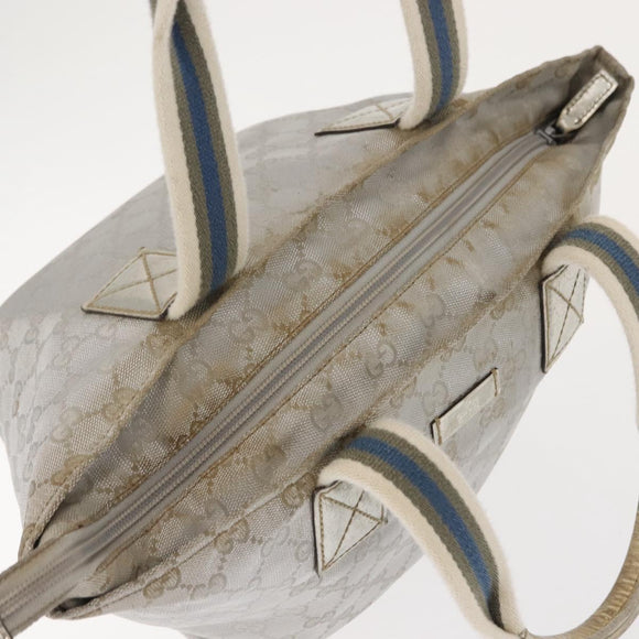 GUCCI GG Canvas Sherry Line Tote Bag Silver 131228 Auth bs30093