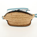 LOEWE Gate Bag Mini Shoulder Bag straw Beige Light Blue Auth bs30097A-5