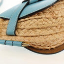 LOEWE Gate Bag Mini Shoulder Bag straw Beige Light Blue Auth bs30097A-15