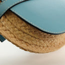 LOEWE Gate Bag Mini Shoulder Bag straw Beige Light Blue Auth bs30097A-17