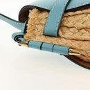 LOEWE Gate Bag Mini Shoulder Bag straw Beige Light Blue Auth bs30097A-9